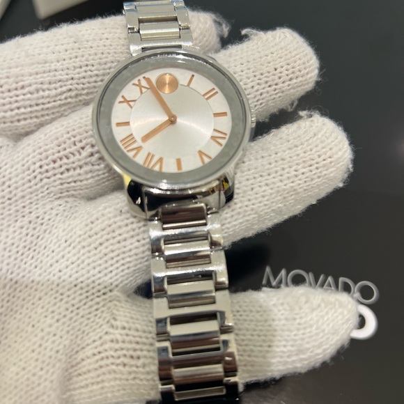 Movado bold women’s silver rose gold watch